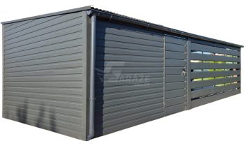 Záhradný domček 3,5x3m - prístrešok 5m - dvere - antracit - strecha spád dozadu - rýna okapová GP691