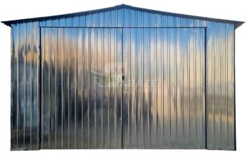Plechová garáž 5x6m - Dvojkrídlové dvere - pozinkovaná - strecha dvojspádová (sedlová) GP685