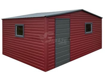 Záhradný domček 5x4m - dvere - antracit - višňa - 2x okno strecha dvojspádová (sedlová) GP669