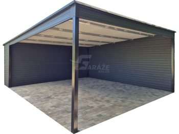 prístrešok na auto CarPort 6x6 - rýna okapová - strecha spád dozadu  GP662