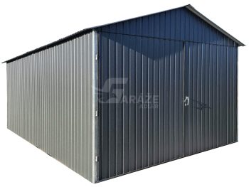 Plechová garáž 3x6 - Dvojkrídlové dvere - antracit - strecha dvojspádová (sedlová) GP630