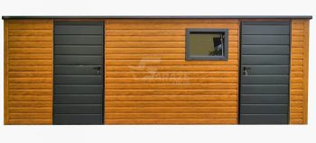 Záhradný domček 6x3m - 2x dvere - 2x okno - orech svetlý - imitácia dreva - strecha spád dozadu GP621