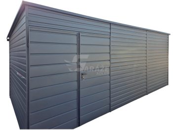 Záhradný domček 6x2,5m - Dvojkrídlové dvere - antracit - strecha spád dozadu - rýna okapová GP620