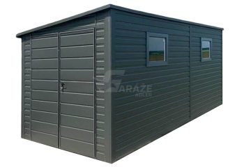 Záhradný domček 2x5m - Dvojkrídlové dvere - 2x okno - antracit - strecha spád nabok GP625