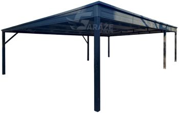 prístrešok na auto - Carport 9x5,5m - antracit - strecha spád dozadu GP589