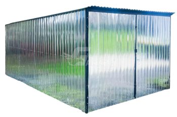 Plechová garáž 3x5m - Dvojkrídlové dvere - pozinkovaná - strecha spád dozadu GP361