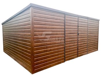 Záhradný domček 6x4m - Dvojkrídlové dvere - okno imitácia dreva - strecha spád dozadu GP125