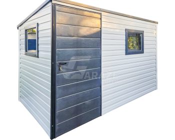 Záhradný domček 3x2m - dvere - 2x okno - biela - antracit - strecha spád dozadu GP428