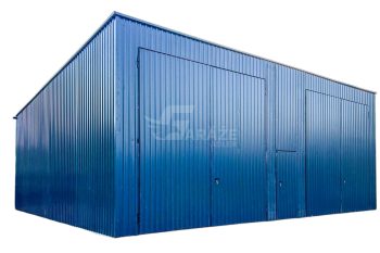 Hala - Plechová garáž 12x6m - 2x Dvojkrídlové dvere - dvere - antracit - strecha spád dozadu GP417
