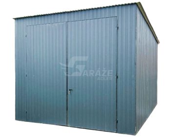 Plechová garáž 3x5,5m - Dvojkrídlové dvere - antracit - strecha spád dozadu GP411