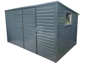 Záhradný domček 5x3 - Dvojkrídlové dvere - okno - antracit mat BTX 7016 - strecha spád dozadu GP116