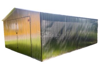 Plechová garáž 4x6 m - Dvojkrídlové dvere - pozinkovaná - strecha dvojspádová (sedlová) GP186